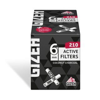 GIZEH Filtre Actif 6mm Boîte (210 pcs.) + Rouleaux Gratuits 5m