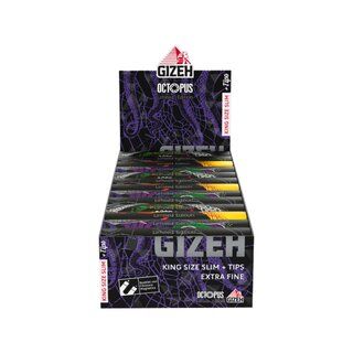 GIZEH Black King Size Slim + Tips Octopus Édition Limitée (26 pièces)