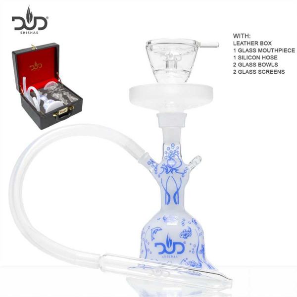 GLASS SHISHA DUD AQUARIUM - LEATHER CASE (Blue)