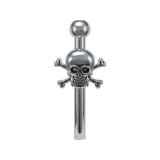Schnupfrohr Metall Silber - Skull (6cm)