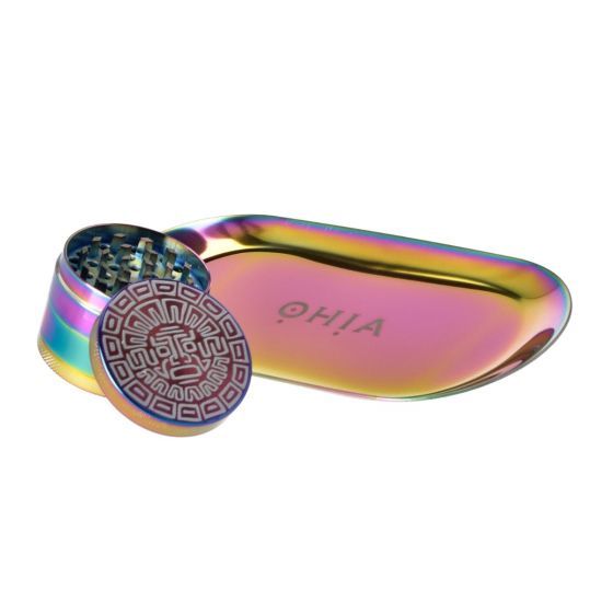 OHIA ALU GRINDER RAINBOW, MAYA EDITION, 4TLG. MIT ROLLING TRAY